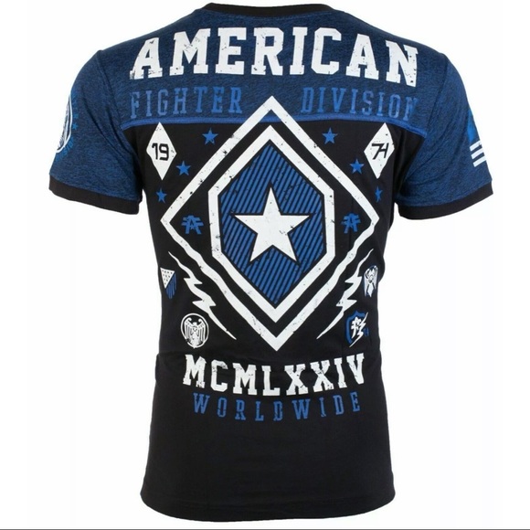 AMERICAN FIGHTER Kendall Black Blue Athletic Fit Mens Crew Neck T-shirt XL-3XL - Picture 4 of 11